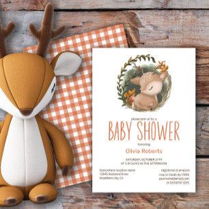 Invitation Baby shower d'aquarelle de cerf de bois