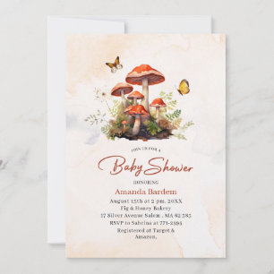 Invitation Baby shower d'aquarelle de champignon lunaire