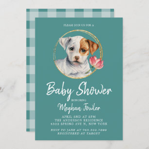 Invitation Baby shower d'aquarelle de Chien Chien Mignonne In