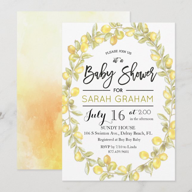 Invitation Baby shower d'aquarelle de courge de ci (Devant / Derrière)