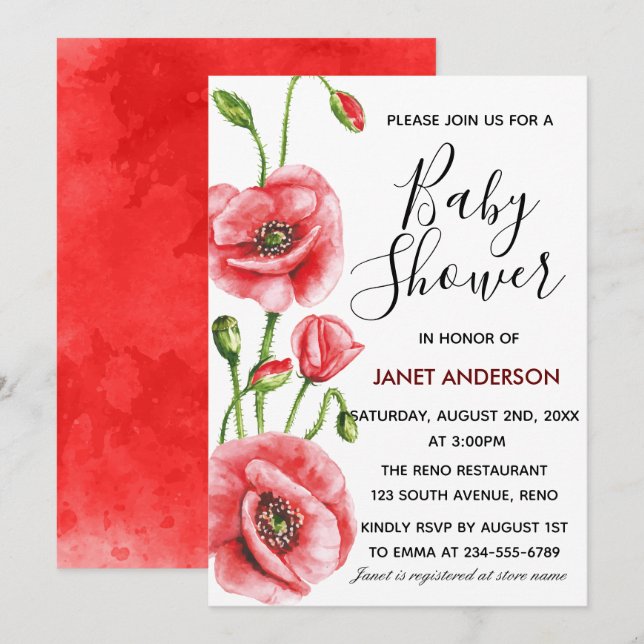 Invitation Baby shower d'aquarelle de la Flandre (Devant / Derrière)