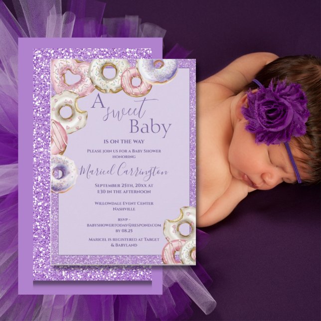 Invitation Baby shower d'aquarelle de la Parties scintillant  (Créateur téléchargé)