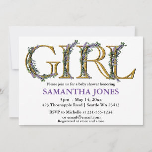 Invitation Baby shower d'aquarelle de lavande eucalyptus