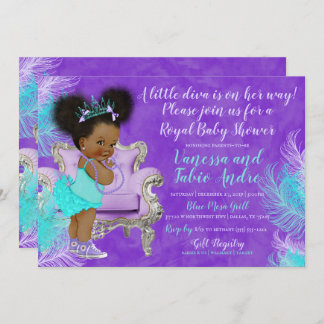Invitation Baby shower d'aquarelle de lavande Turquoise