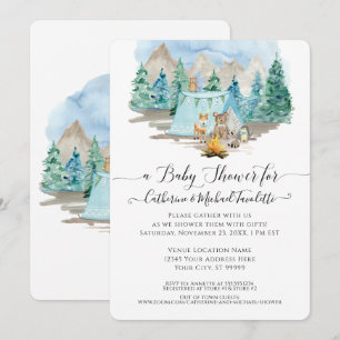 Invitation Baby shower d'aquarelle de l'Ours des Cerfs
