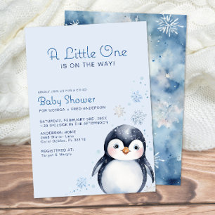 Invitation Baby shower d'aquarelle de manchot d'hi