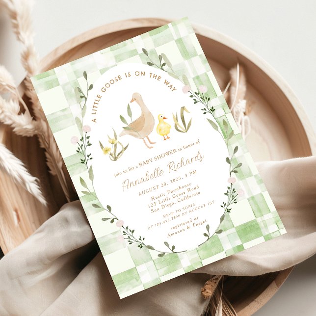 Invitation Baby shower d'aquarelle de petite oie (Créateur téléchargé)