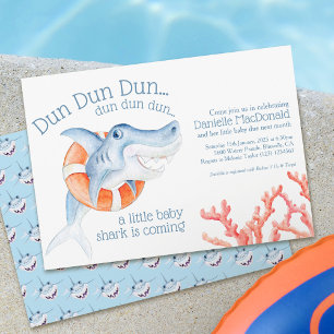 Invitation Baby shower d'aquarelle de requin de sauvetage mig