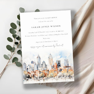 Invitation Baby shower d'aquarelle Denver Colorado Skyline