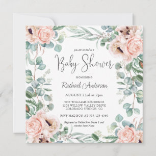 Invitation Baby shower d'aquarelle douce Pastel