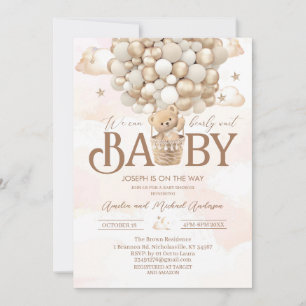 Invitation Baby shower d'aquarelle d'ours en peluche moderne