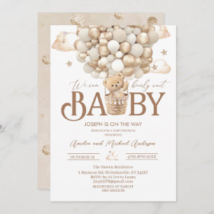 Invitation Baby shower d'aquarelle d'ours en peluche moderne