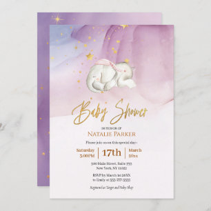 Invitation Baby shower d'aquarelle Elephant Little Star
