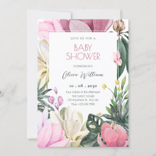 Invitation Baby shower d'aquarelle fleurie