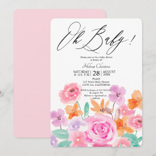 Invitation Baby shower d'aquarelle fleurie de printemps
