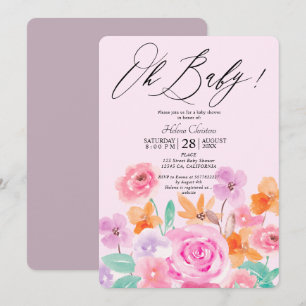 Invitation Baby shower d'aquarelle fleurie de printemps