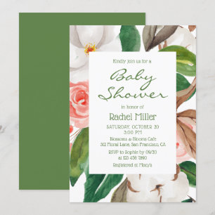 Invitation Baby shower d'aquarelle florale moderne chic