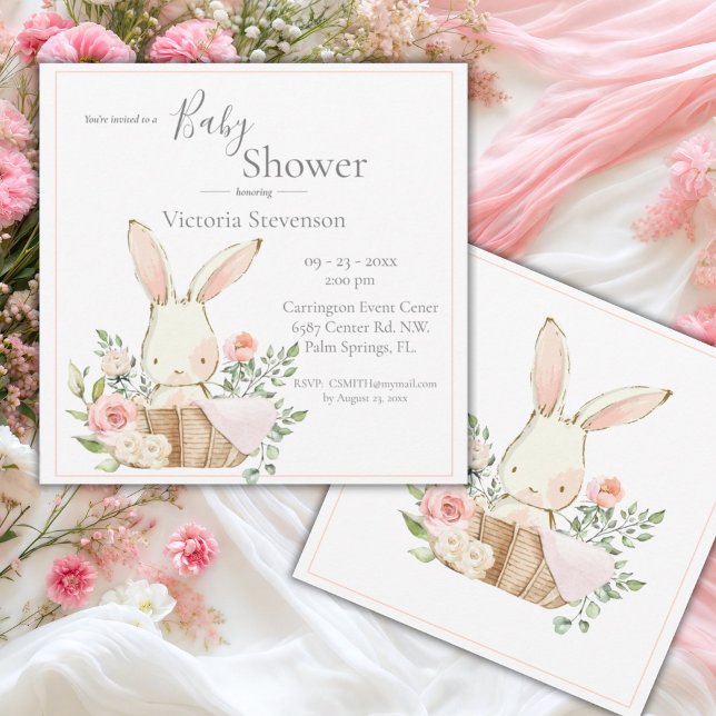 Invitation Baby shower d'aquarelle lapin Bunny (Créateur téléchargé)