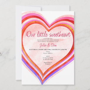 Invitation Baby shower d'aquarelle Little Sweetheart Valentin