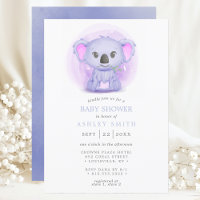 Baby shower d'aquarelle mauve Koala mignonne Whims