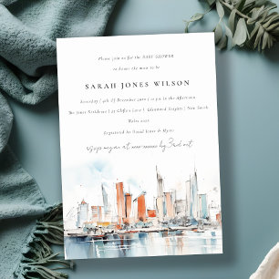 Invitation Baby shower d'aquarelle Miami Florida Skyline