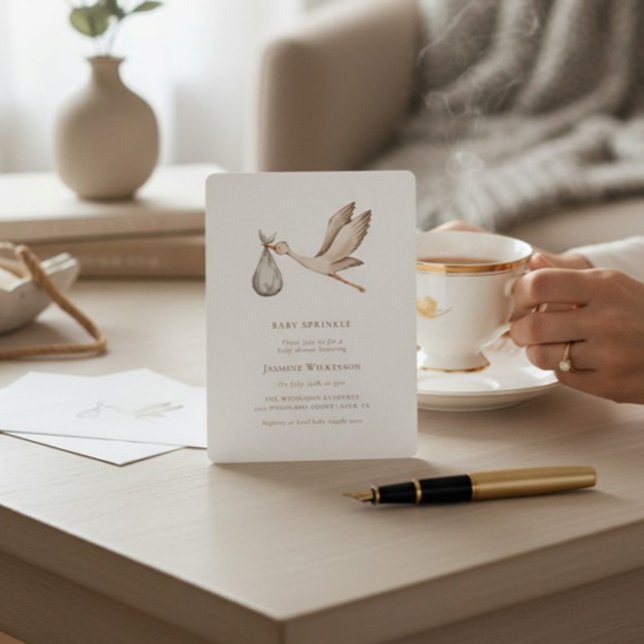 Invitation Baby shower d'aquarelle minimal pour bébé (Créateur téléchargé)