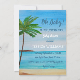Invitation Baby shower d'aquarelle Ocean Coastal Blue Cute