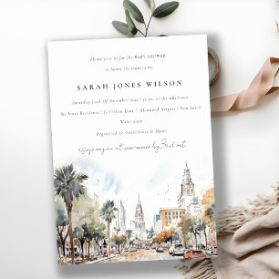 Invitation Baby shower d'aquarelle Orlando Florida Skyline