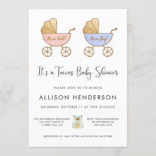 Invitation Baby shower d'aquarelle portage pour filles