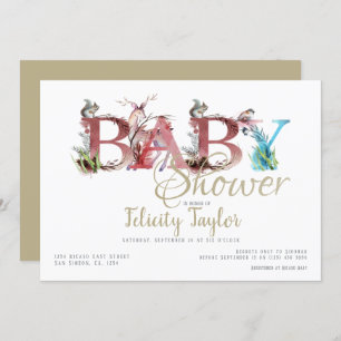 Invitation Baby shower d'aquarelle pour les animaux des bois