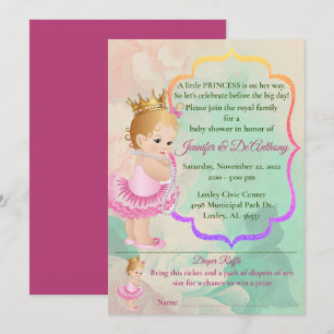 Invitation Baby shower d'aquarelle Princess Baby