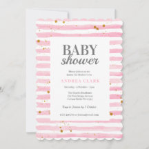 Invitation Baby shower d'aquarelle rose