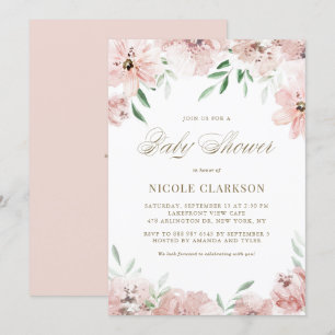 Invitation Baby shower d'aquarelle rose mauve