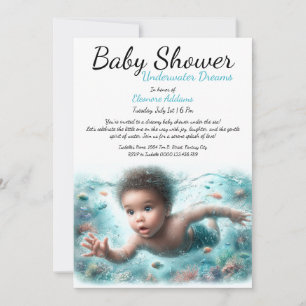 Invitation Baby shower d'aquarelle Underwater Dreams
