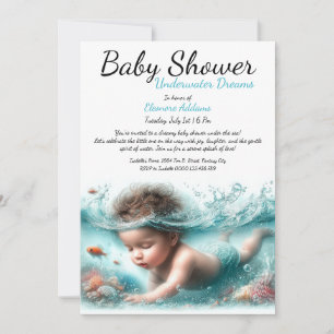 Invitation Baby shower d'aquarelle Underwater Dreams