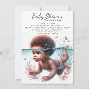 Invitation Baby shower d'aquarelle Underwater Dreams