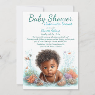 Invitation Baby shower d'aquarelle Underwater Dreams