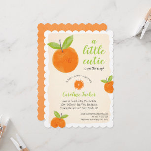 Invitation Baby shower d'aquarelle vert orange Little Cutie