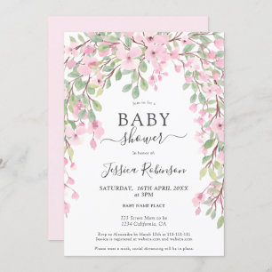 Invitation baby shower d'aquarelle vert rose