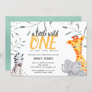 Invitation Baby shower d'aquarelle Wild One Safari
