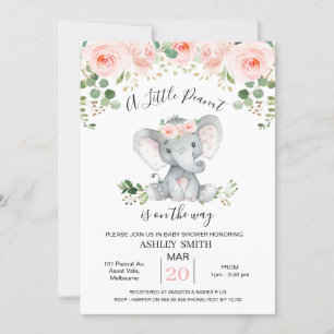 Invitation  Baby shower d'arachide rose fleurie