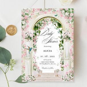 Invitation Baby shower d'arc de jardin fleuri esthétique
