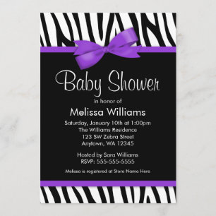 Invitation Baby shower d'arc imprimé par pourpre de zèbre