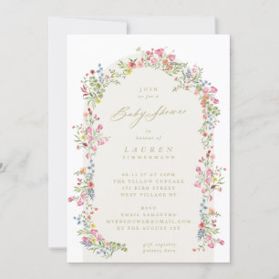Invitation Baby shower d'arche fleurie de printemps Élégant
