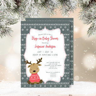 Invitation Baby shower d'arrivée de cerfs de bébés d'hiver