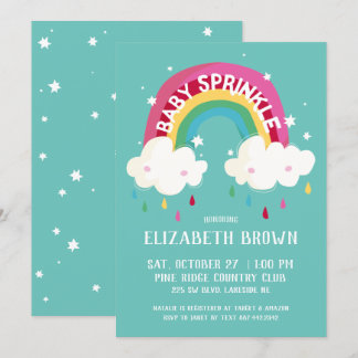 Invitation Baby shower d'arrosage arc-en-ciel mou