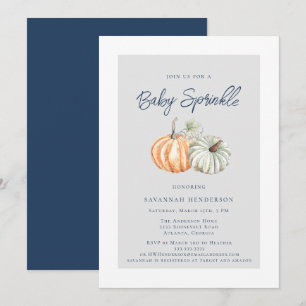 Invitation Baby shower d'arrosage Citrouille d'automne aquare