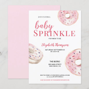 Invitation Baby shower d'arrosage de beignets rose
