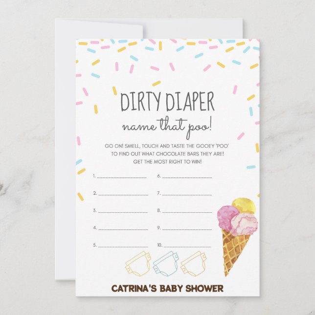 Invitation Baby shower d'arrosage de crème glacée -Nom modifi (Devant)