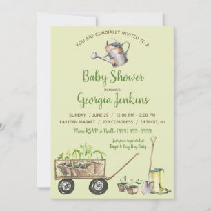 Invitation Baby shower d'arrosage de jardin de printemps